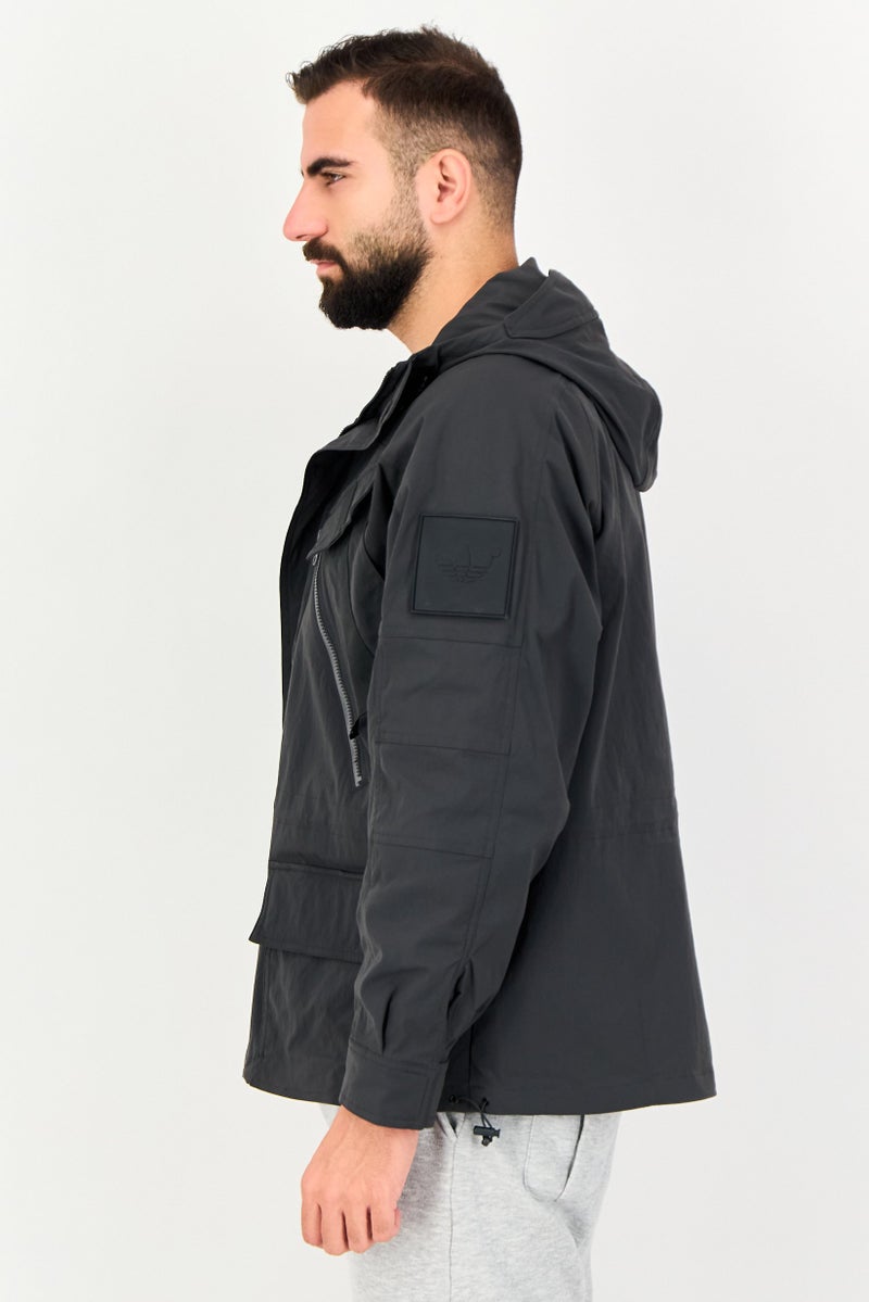 adidas Originals Men Sportswear Fit Long Sleeve Outdoor Jacket, Grey - Image 4